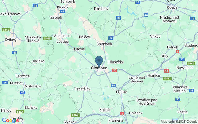 Kaart met locatie Drievuldigheidszuil van Olomouc